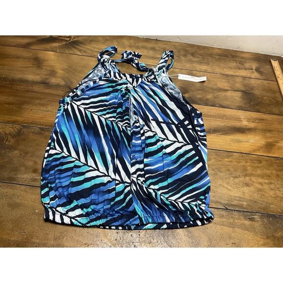 Trina Turk Shirt Womens Blue Tropical Halter Top Size Small Sleeveless Colorful - Picture 1 of 15